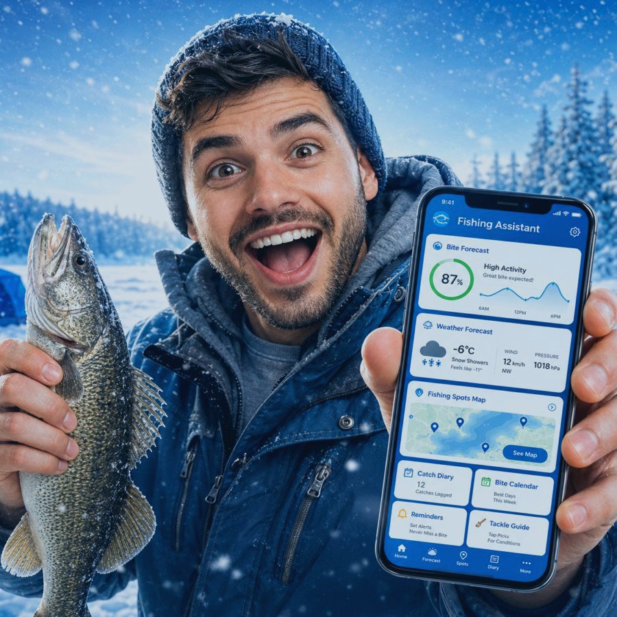 Angler using catch diary and fishing logbook